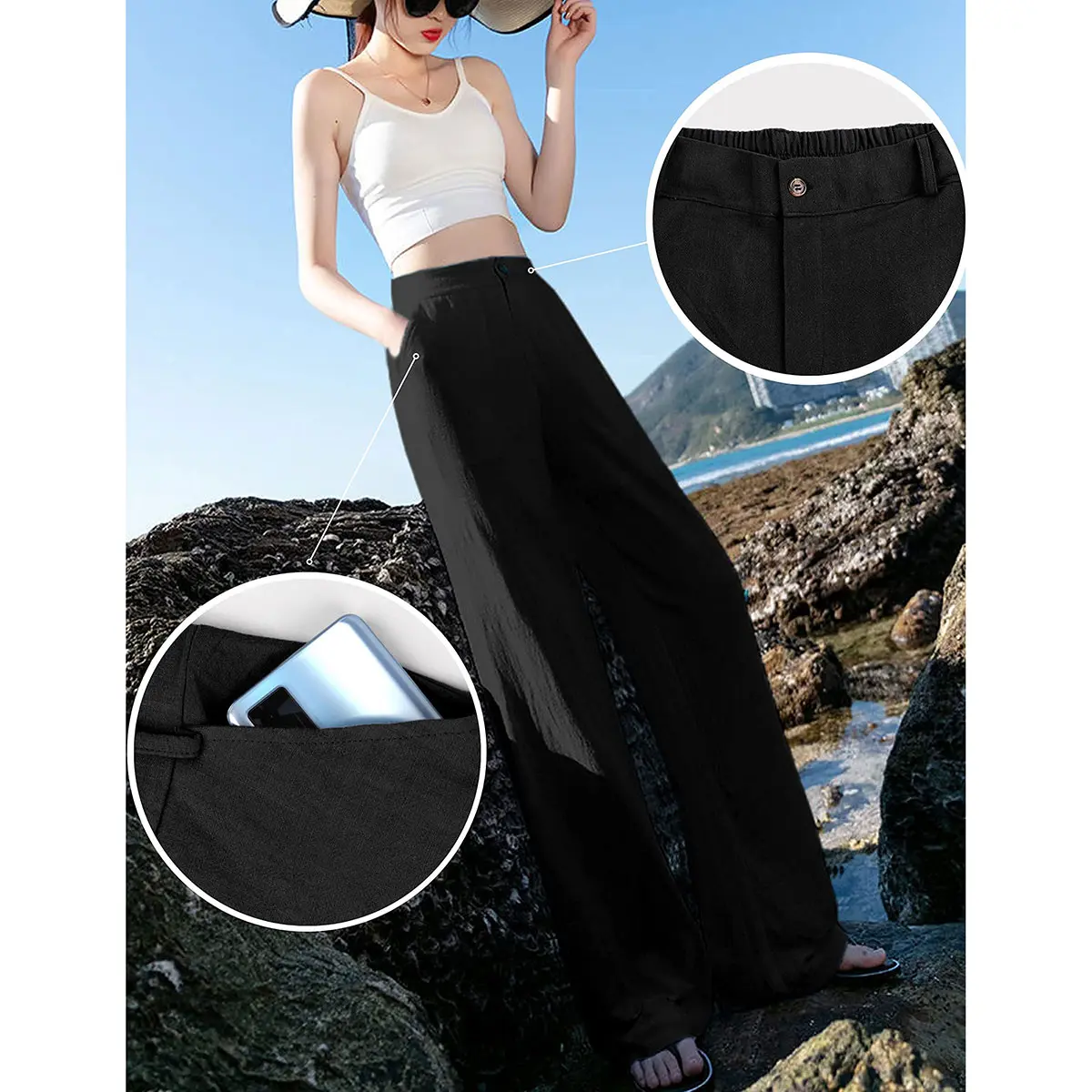 ⚡LAST 2 DAYS⚡- Women’s Casual High Waist Linen Wide Leg Trousers