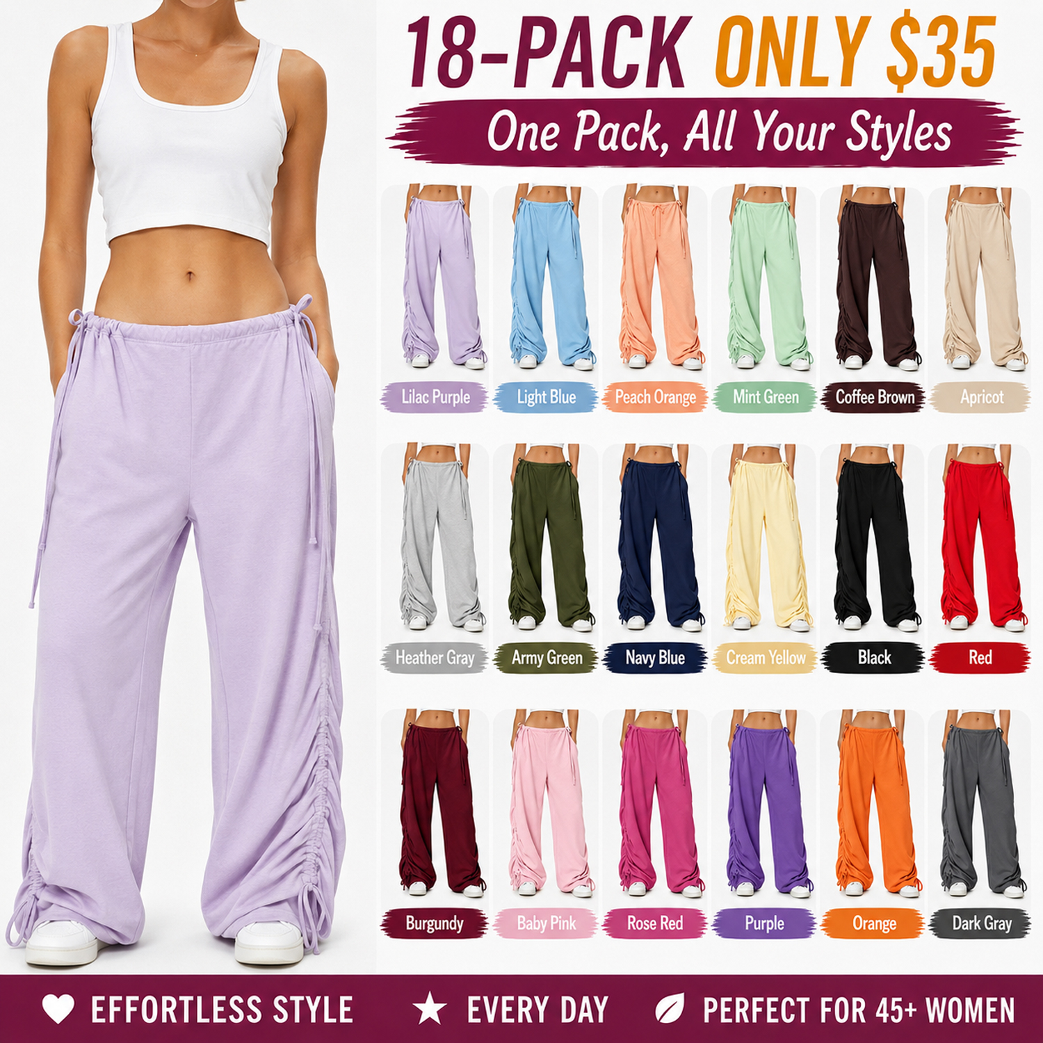 Women's 4-in-1 Adjustable Wide Leg Pants