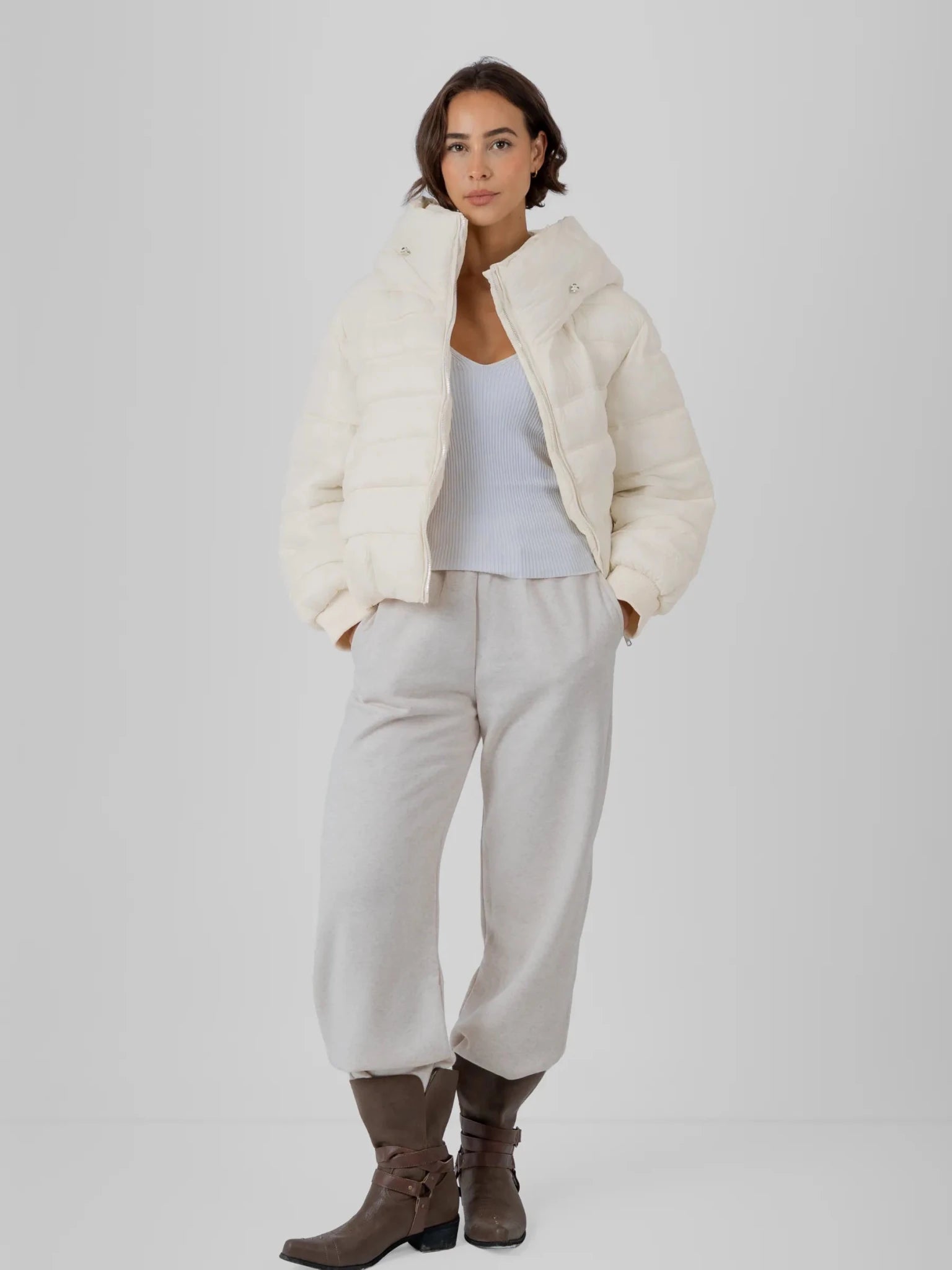 Oversized Hood Short Puffer Jacket