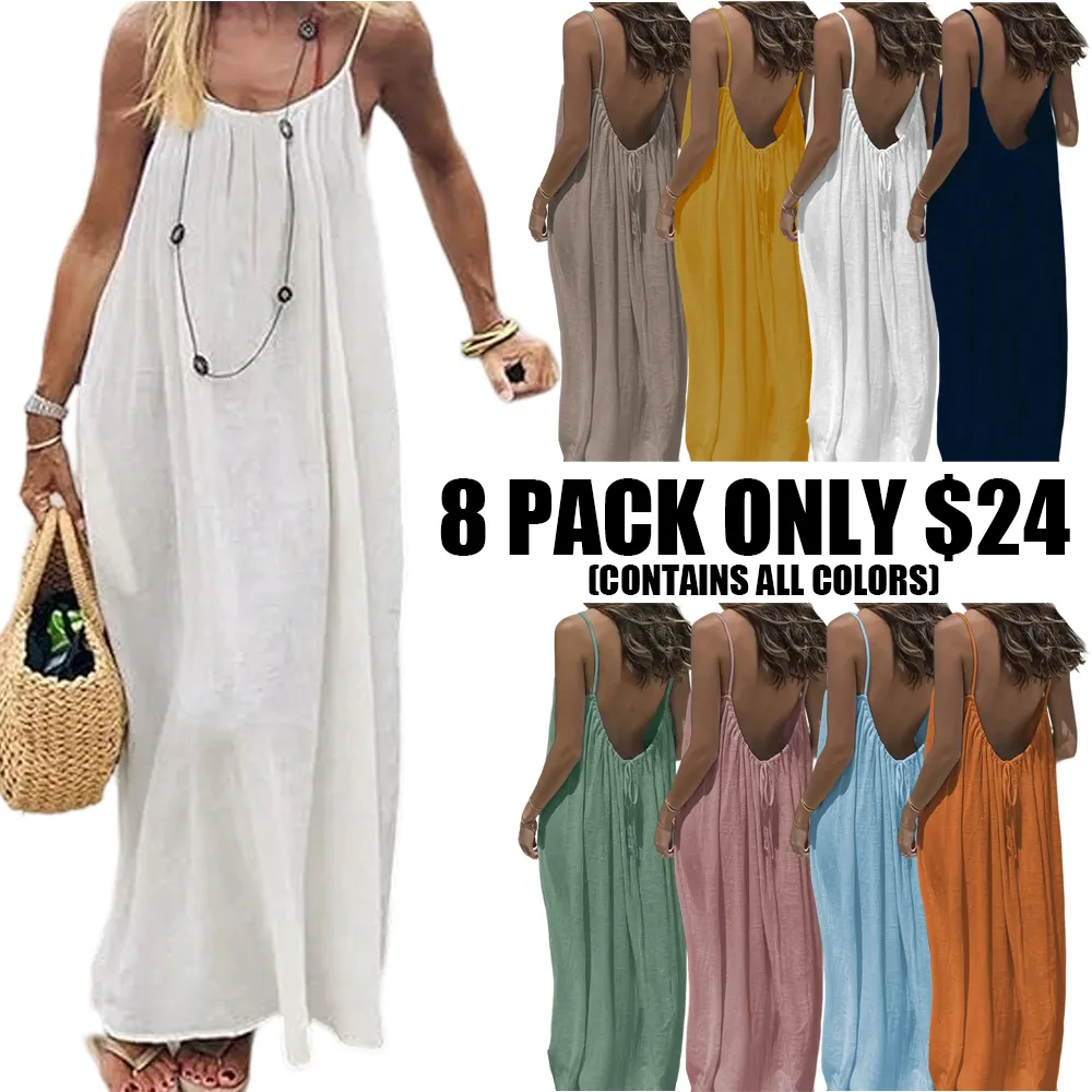 Lady's summer halter-neck backless dress