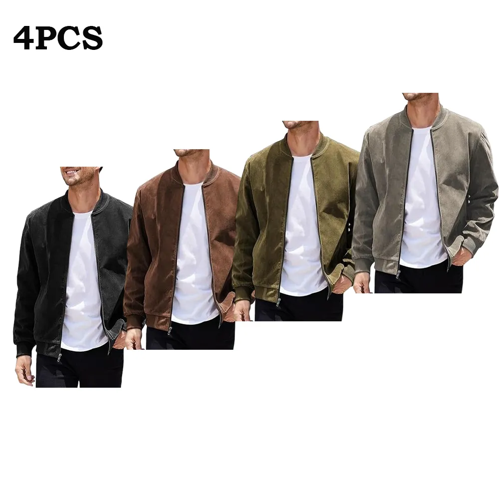 Men’s Classic Thin Casual Jacket: Stretchy Faux Suede (Lightweight, Retro, Soft)