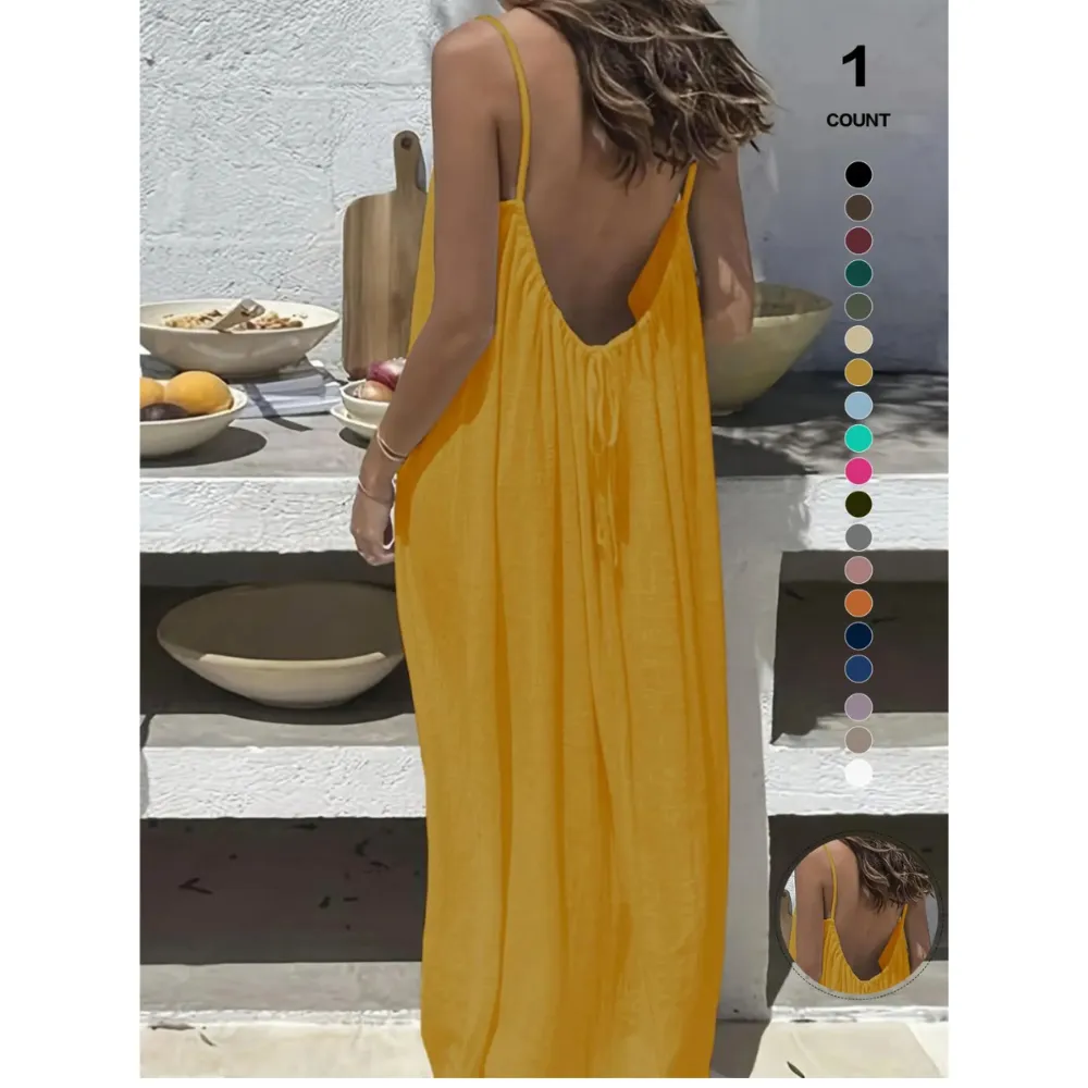 Lady's summer halter-neck backless dress