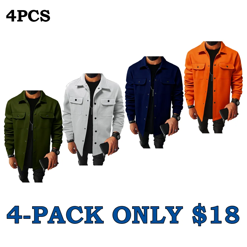 Men's casual warm button-down pocket jacket