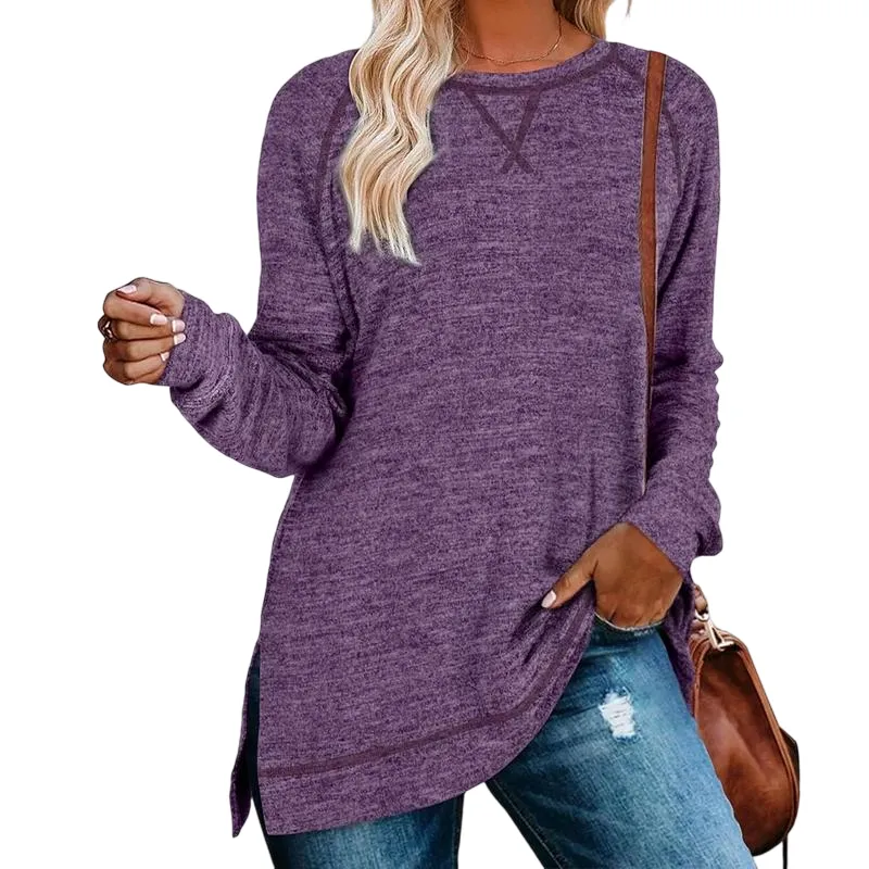 Women's belted top, long-sleeved shirt