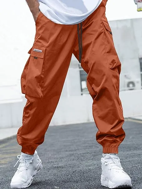 Men's Baggy Solid Color Drawstring Casual Cargo Pants