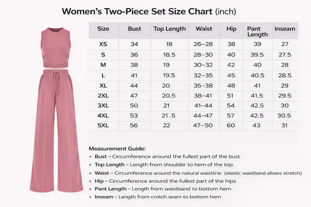 🔥Women's 2-Piece Outfits - Ribbed Knit Crew Neck Sleeveless Cropped Top & Wide Leg Pants Lounge Set