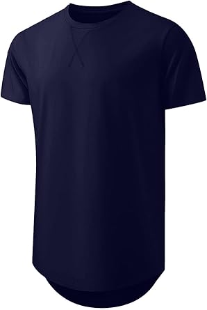 🔥🔥Men's 12-Pack Cotton Hipster Hip Hop Longline Crewneck T-Shirt