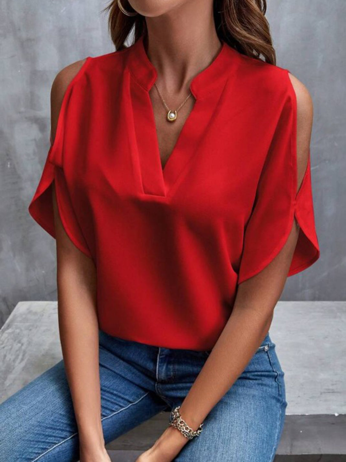 Women's Solid Color Basic Casual Fitted T-Shirt, Short Sleeve Off-Shoulder Top, Commuter Wear, Stylish, Minimalist and Comfortable Ladies' Tee