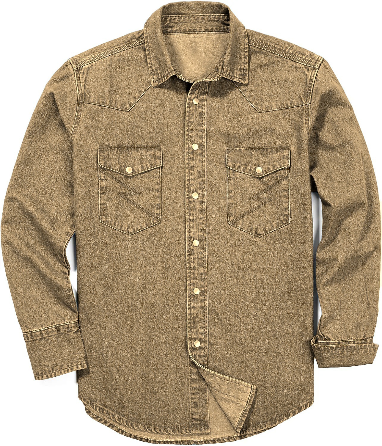 ✨Hot Sale✨Men's Long Sleeve Stone-Washed and Pre-Washed Denim Work Shirt