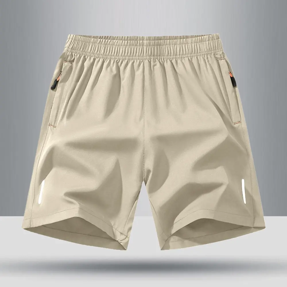 Men's Solid Color Zipper Pocket Shorts
