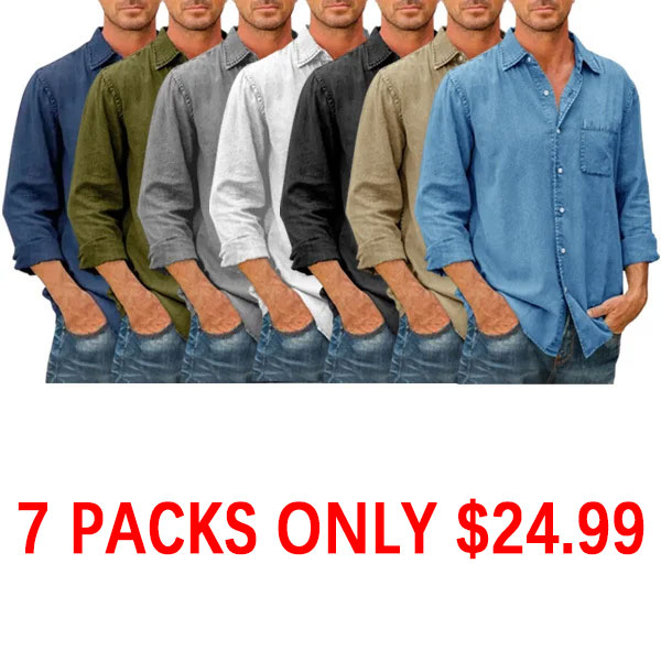 🔥Mens Long Sleeve Button Down Shirt
