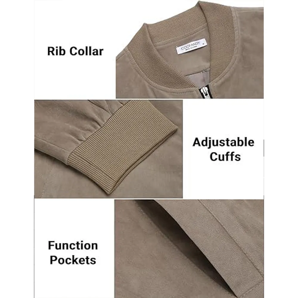 Men’s Classic Thin Casual Jacket: Stretchy Faux Suede (Lightweight, Retro, Soft)