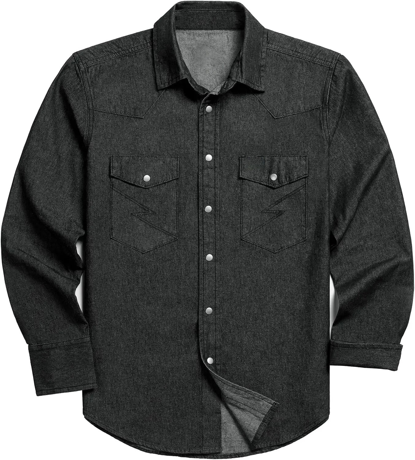 ✨Hot Sale✨Men's Long Sleeve Stone-Washed and Pre-Washed Denim Work Shirt