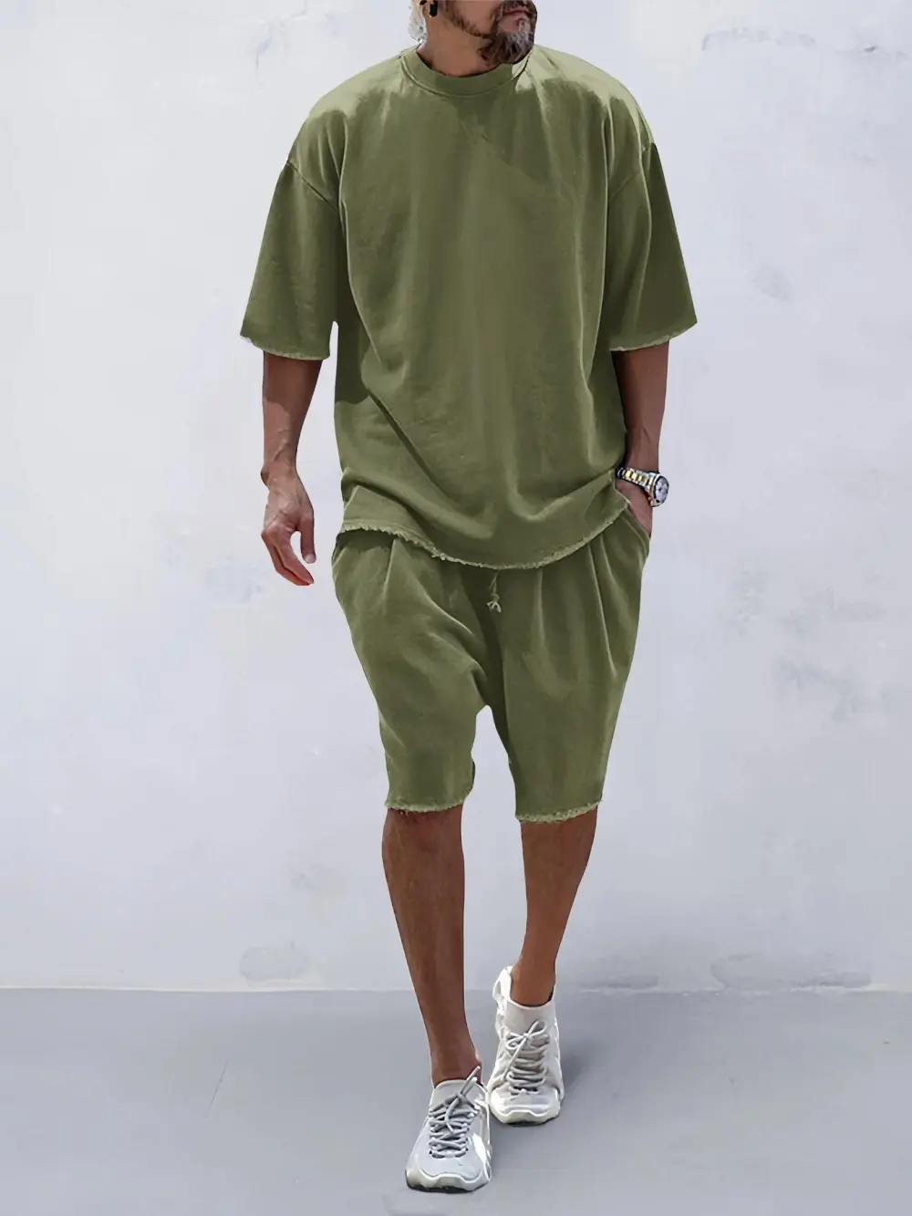 Men's Casual Loose Fit Solid Sports Sets
