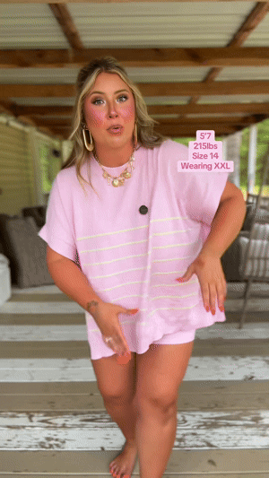 Women's Striped 2 Piece Outfits Oversized Batwing Short Sleeve Tops High Waisted Shorts
