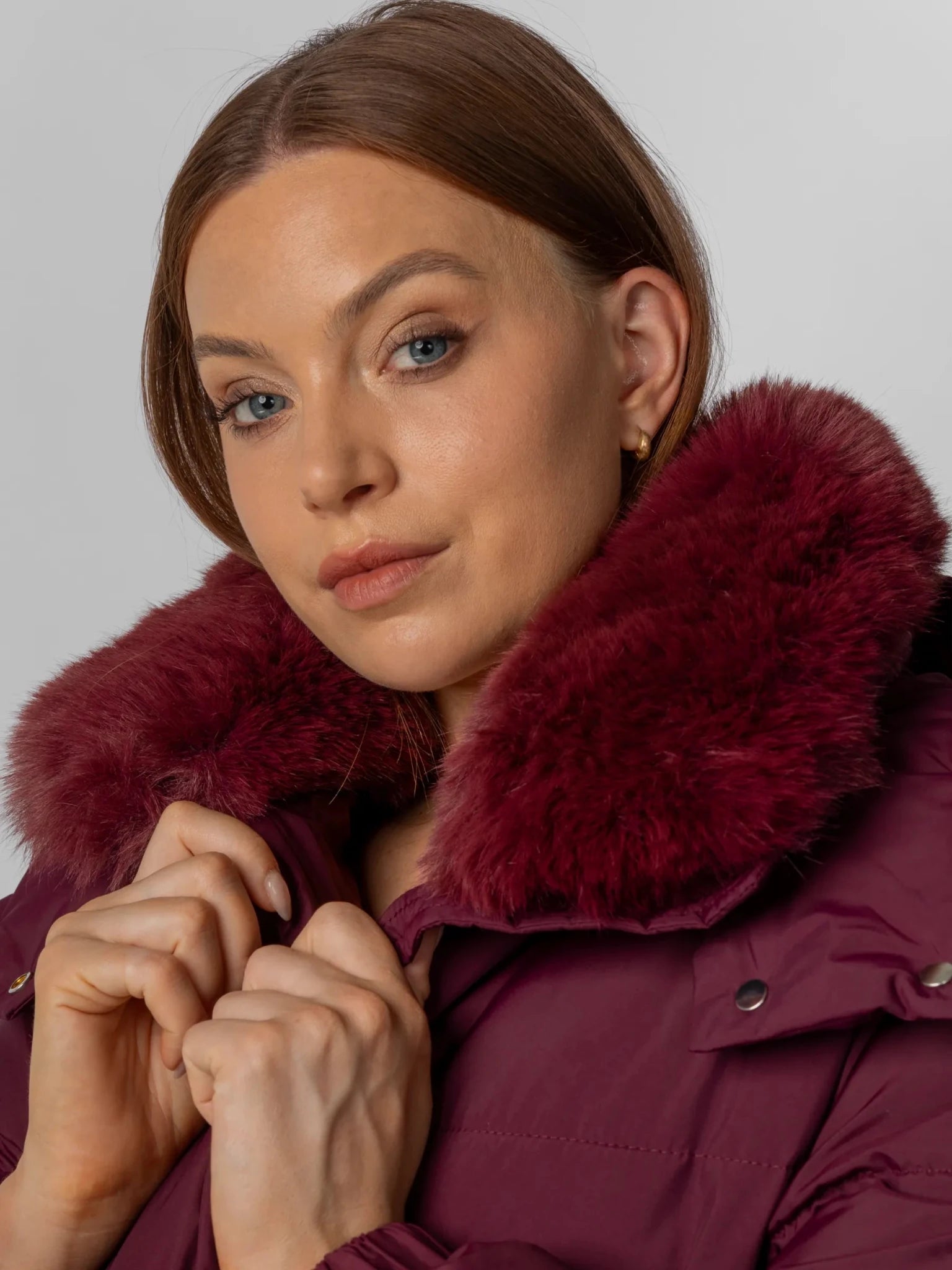 Faux Fur Collar Long Puffer Jacket