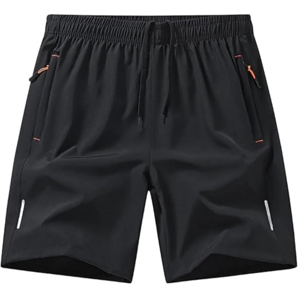 Men's Solid Color Zipper Pocket Shorts
