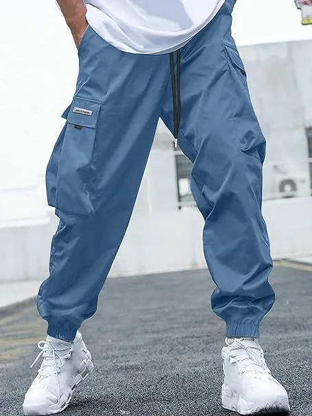 Men's Baggy Solid Color Drawstring Casual Cargo Pants