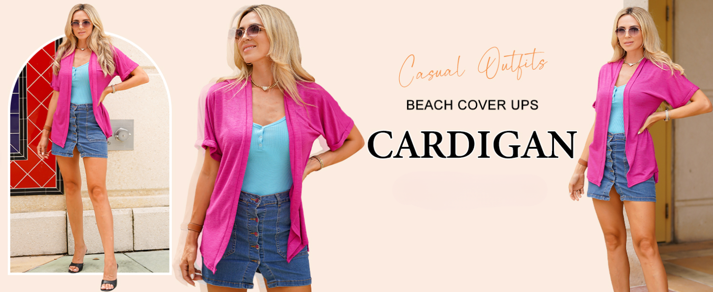 💝This Week’s Deal⚡-Women's 2026 Summer Lightweight Kimono Cardigan Short Sleeve Open Front Casual Loose Trendy Beach Cover Ups