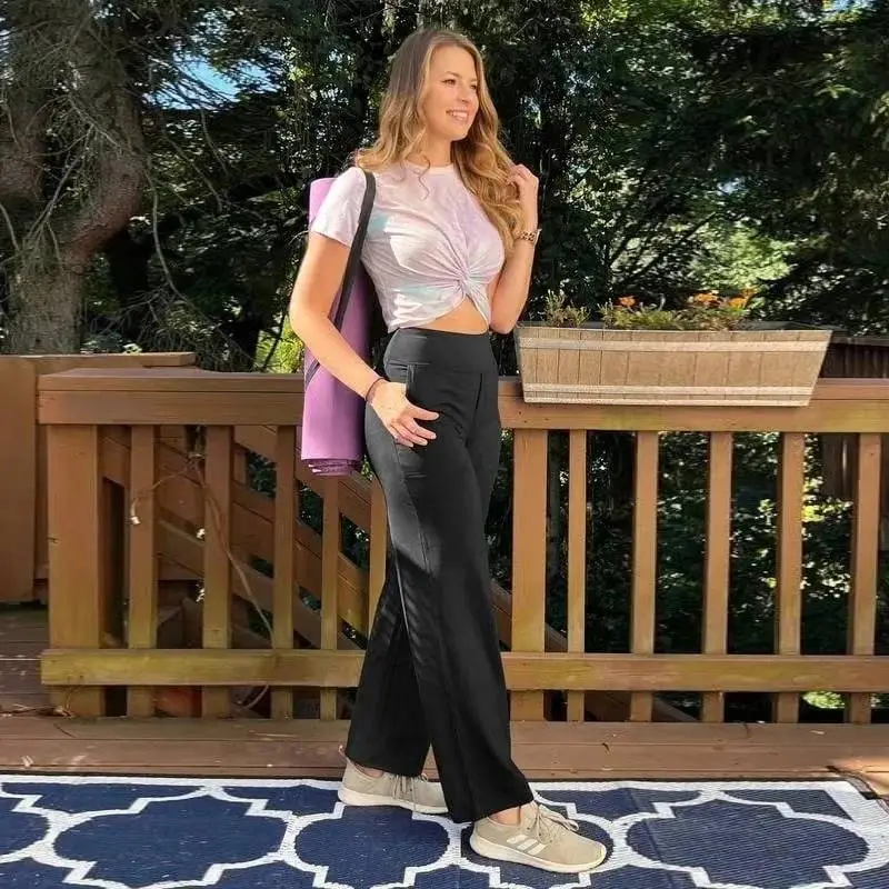 💘 Valentine’s Day Sale 💘Women’s High-Waist Wide Leg Pants – Business Casual Yoga Dress Pants with Pockets