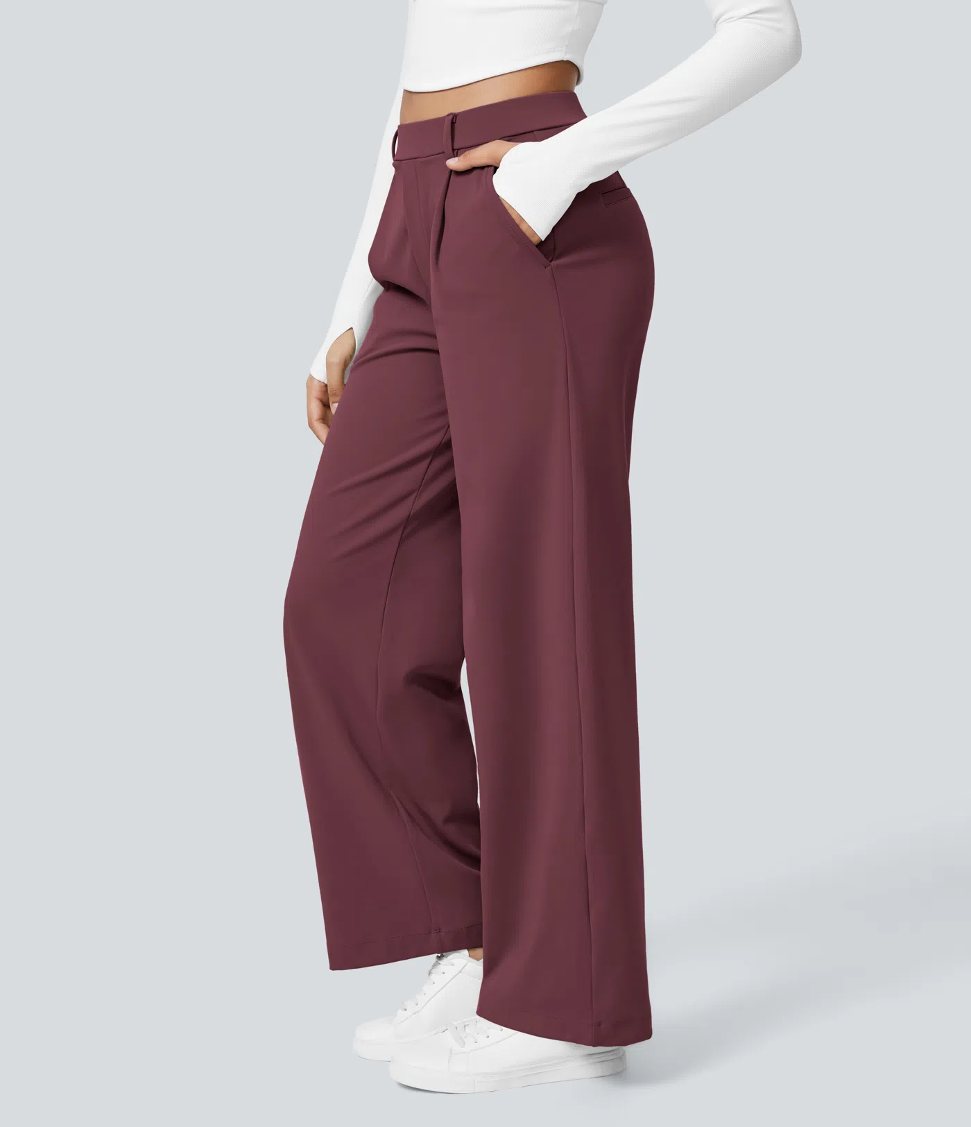 ⏰Big Spring Sale!High Waisted Side Pocket Straight Leg Work Pants