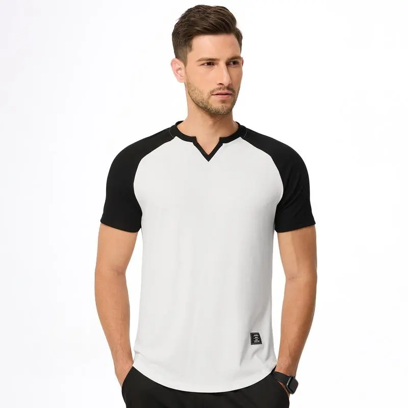 Men's V-Neck Longline Henley Muscle Tee