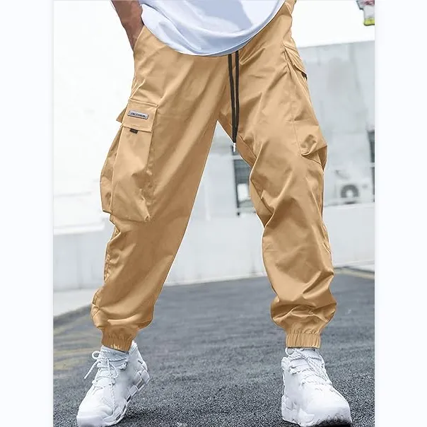 Men's Baggy Solid Color Drawstring Casual Cargo Pants