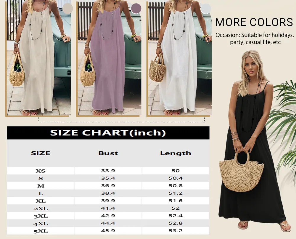 Women's Cotton Linen Backless Loose Dress