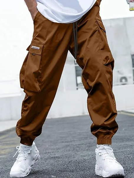 Men's Baggy Solid Color Drawstring Casual Cargo Pants