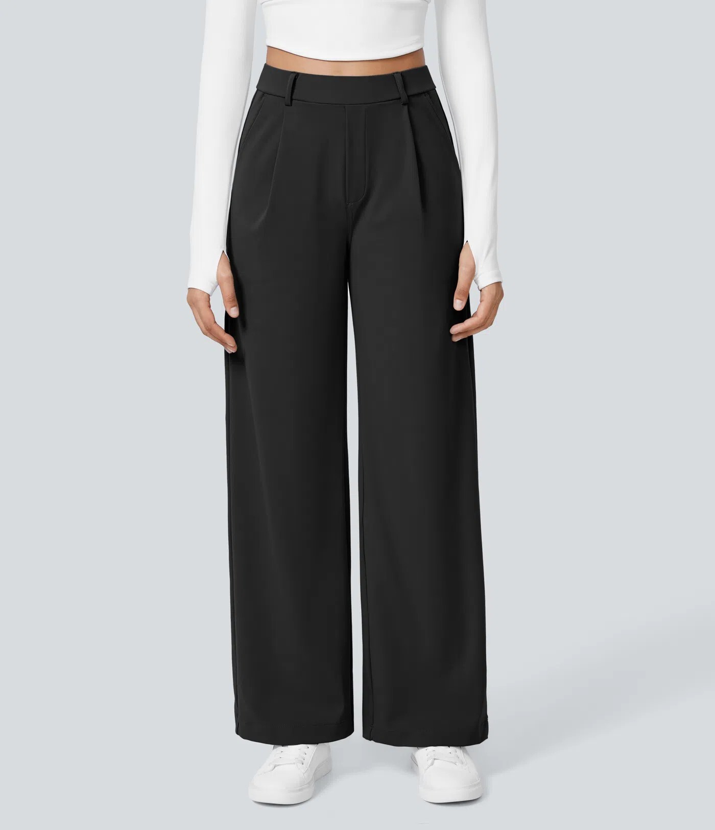⏰Big Spring Sale!High Waisted Side Pocket Straight Leg Work Pants