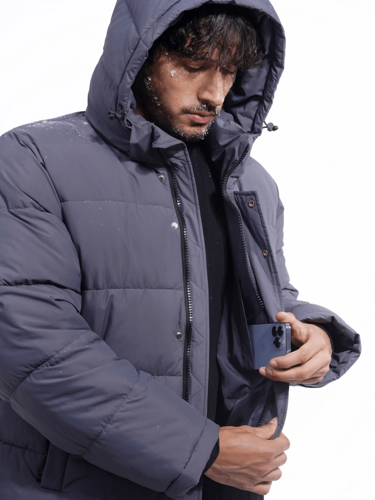 Men's Detachable-Hooded Puffer Jacket