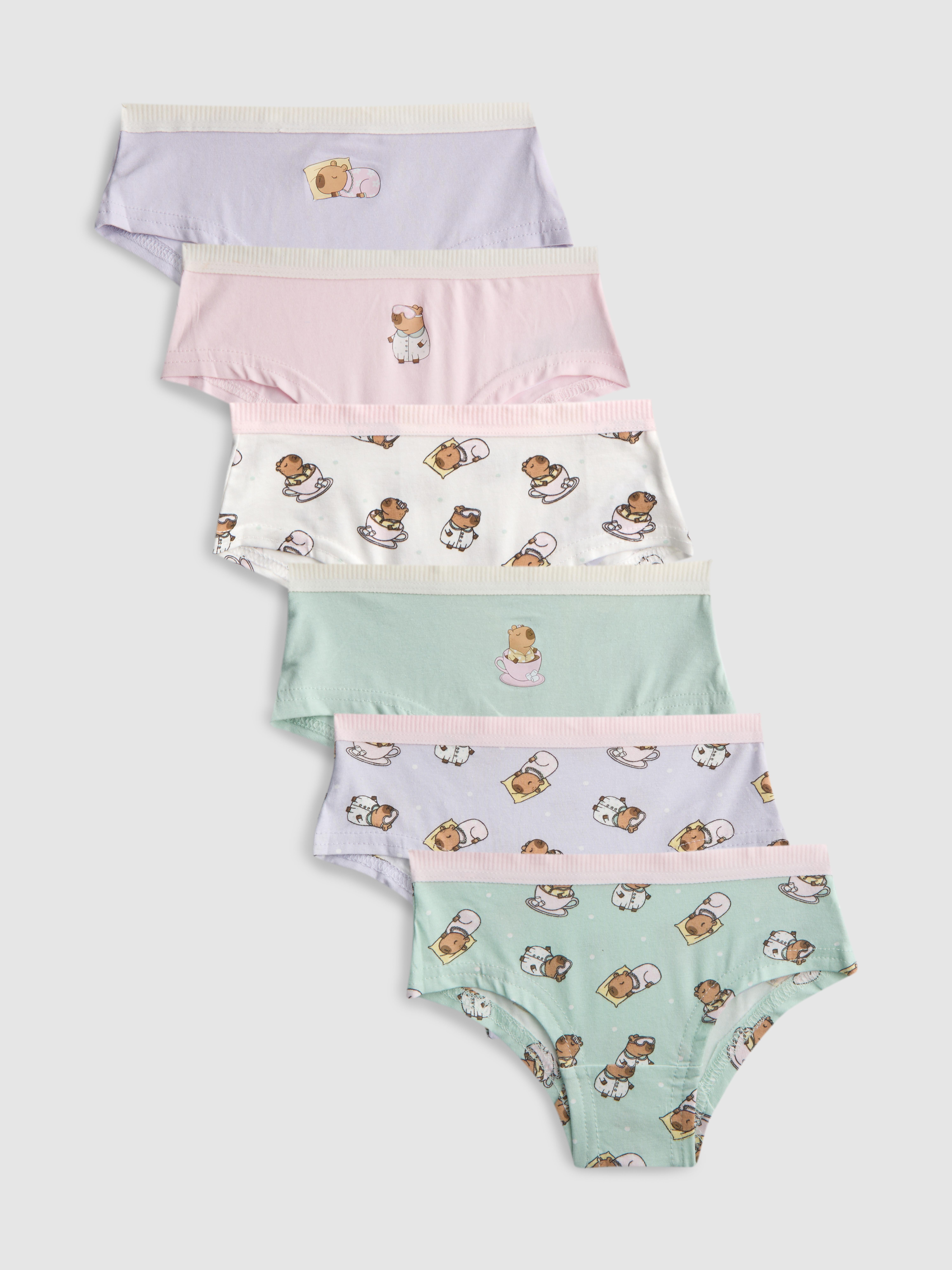 2-15yrs | 6pk Cotton Rich Capybara Graphic Hipster Briefs