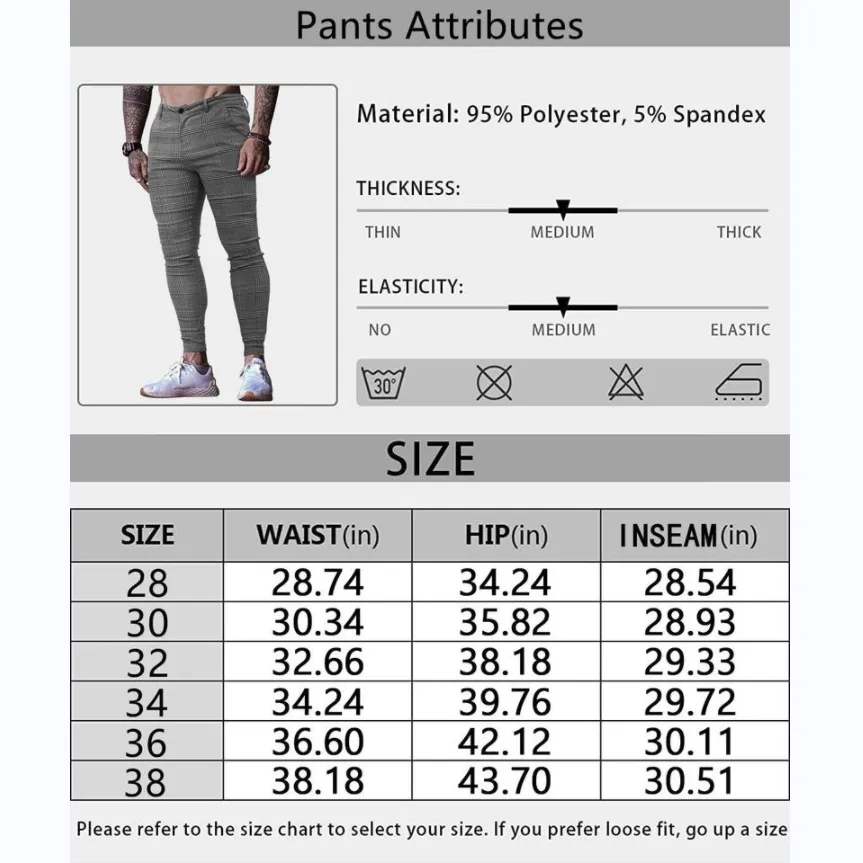 Men's Casual Slim Fit Pants Skinny Stretch Dress Slacks
