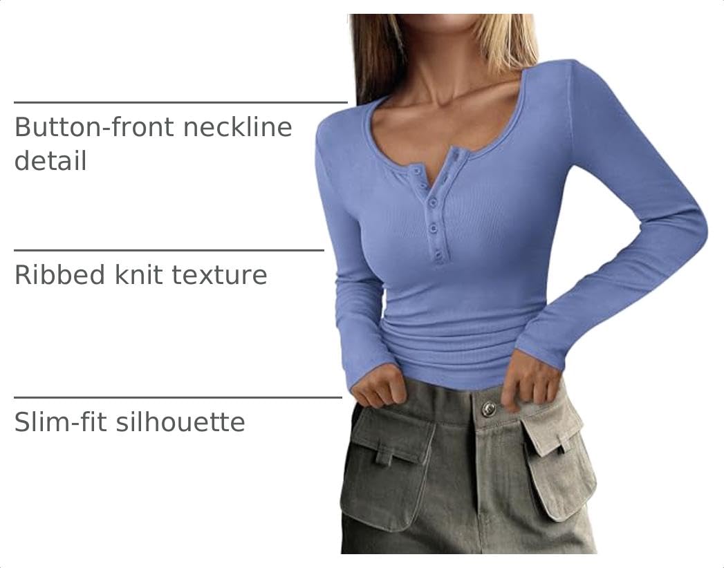 Women's Fall Long Sleeve Henley T Shirts