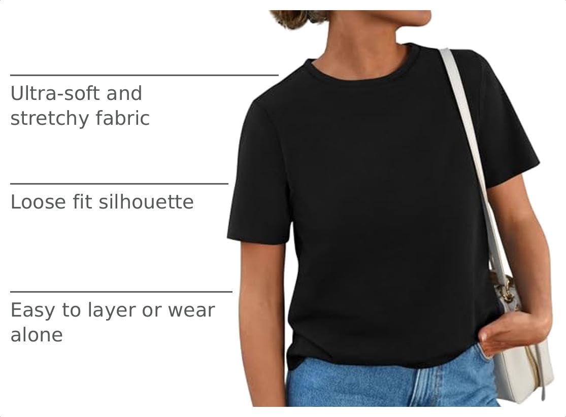 Women's Short Sleeve Cotton Tops Summer Casual T-Shirt 2026
