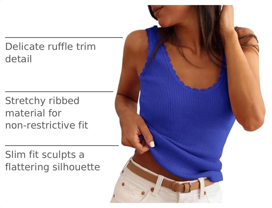 Womens Ribbed Knit Sleeveless Tank Tops,Royal Blue,XS