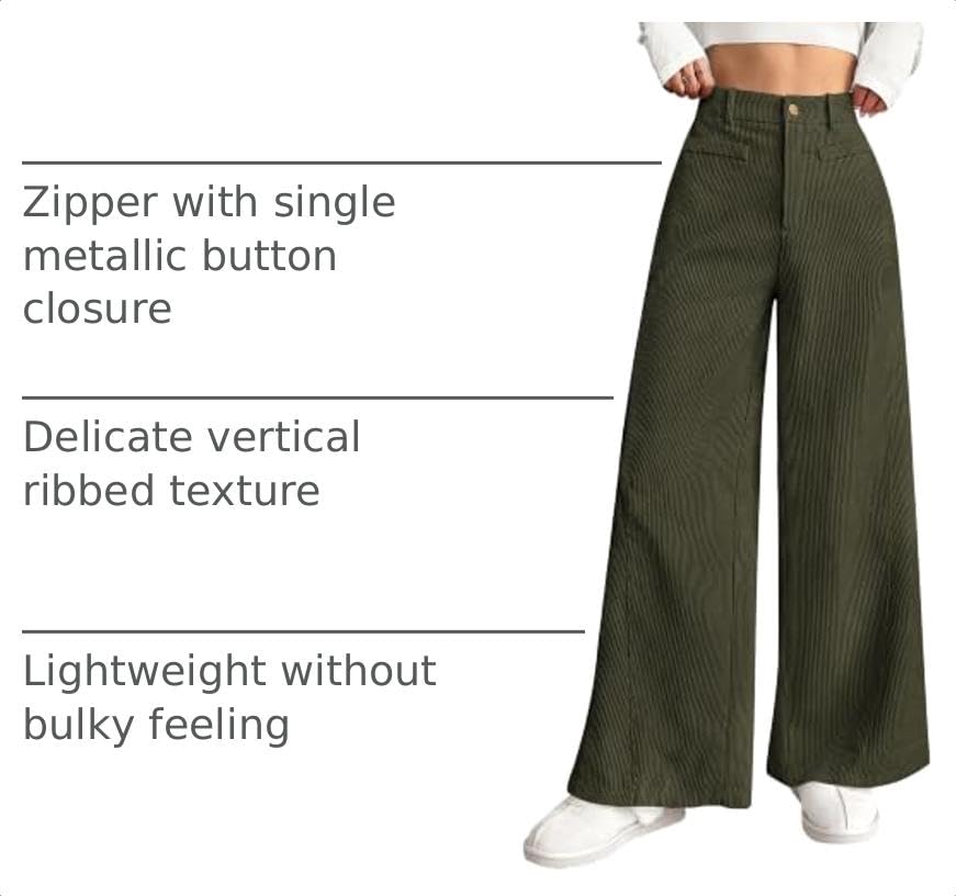Women's High Waisted Corduroy Pants Casual,Army Green,M
