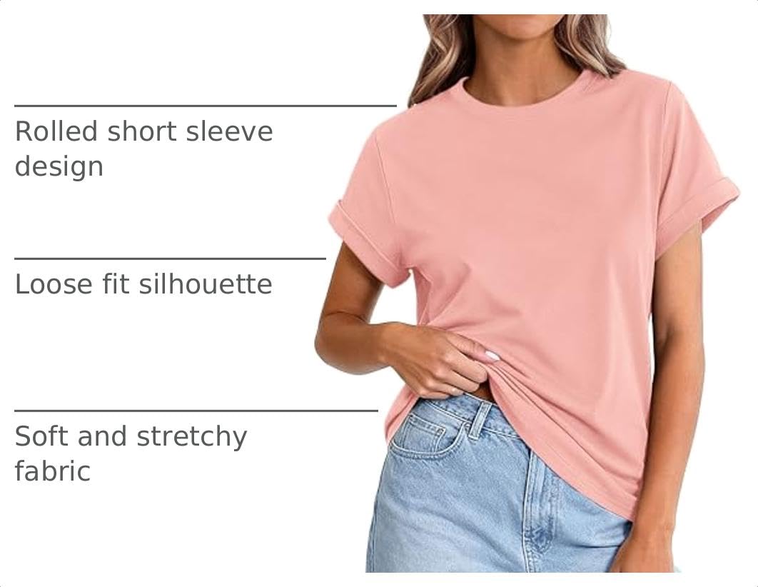 Womens Summer Tops Short Sleeve Shirts,Pink,S