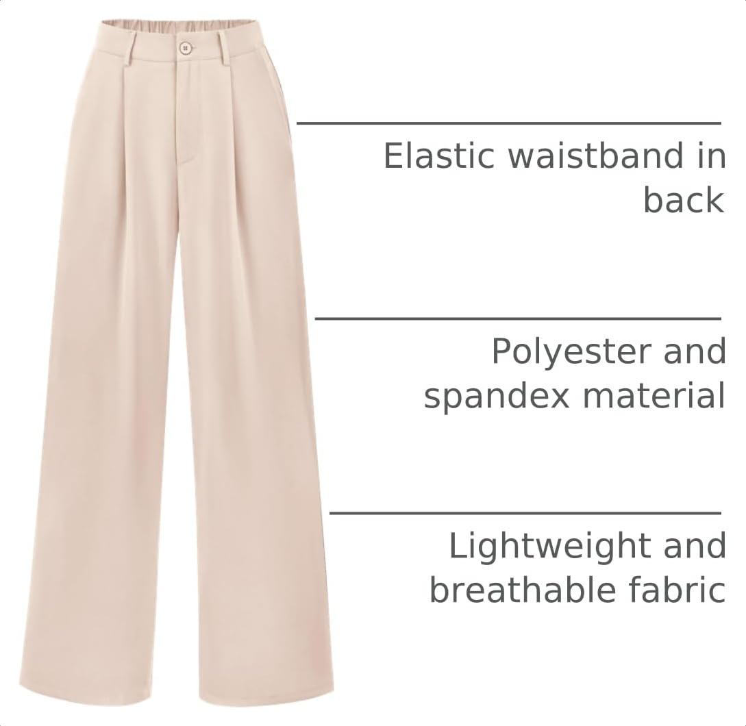 Women's Flowy Wide Leg Dress Pants,Beige,S