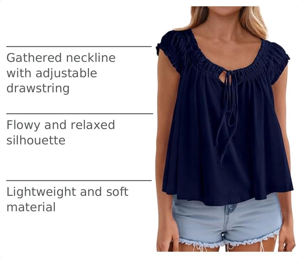 Womens Summer Tank Tops Babydoll Peplum Blouses,Navy Blue,XS