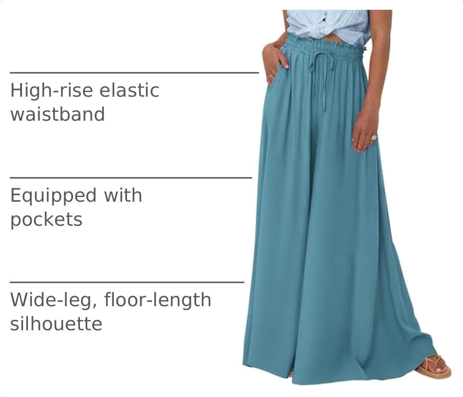 Summer Wide Leg Palazzo Pants for Women Casual,Blue Green,S