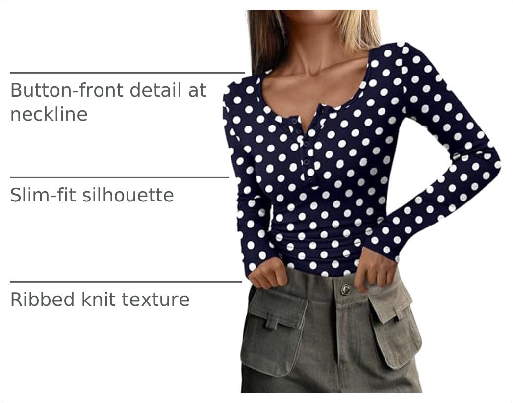 Women's Fall Long Sleeve Henley T Shirts