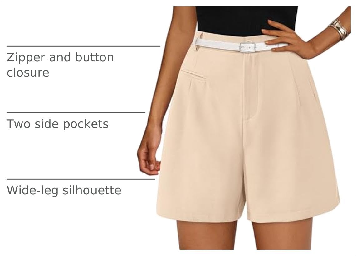 Women's Summer Shorts Business Casual Outfits,Apricot,S