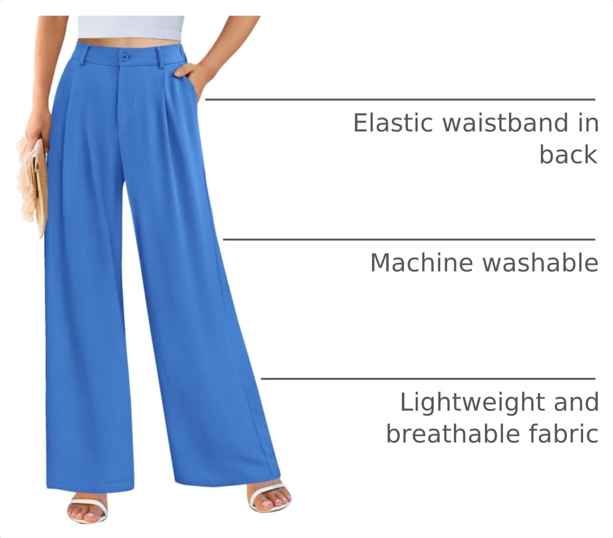 Women's Flowy Wide Leg Dress Pants,Blue,S