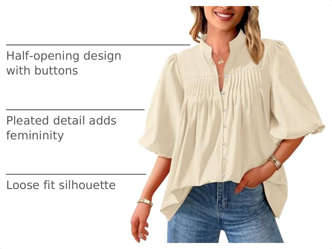 Short Sleeve Henley Shirts for Women,Apricot,S