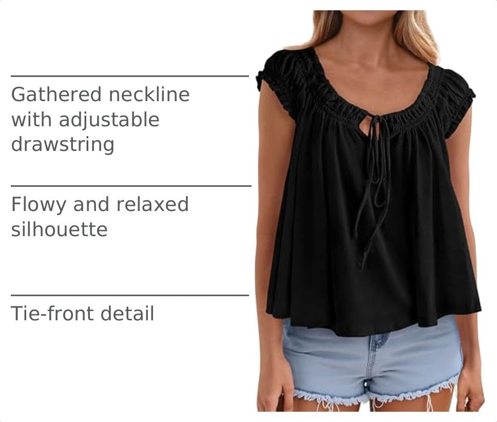 Womens Summer Tank Tops Babydoll Peplum Blouses,Black,XS