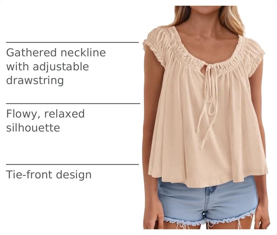 Womens Summer Tank Tops Babydoll Peplum Blouses,Apricot,XS