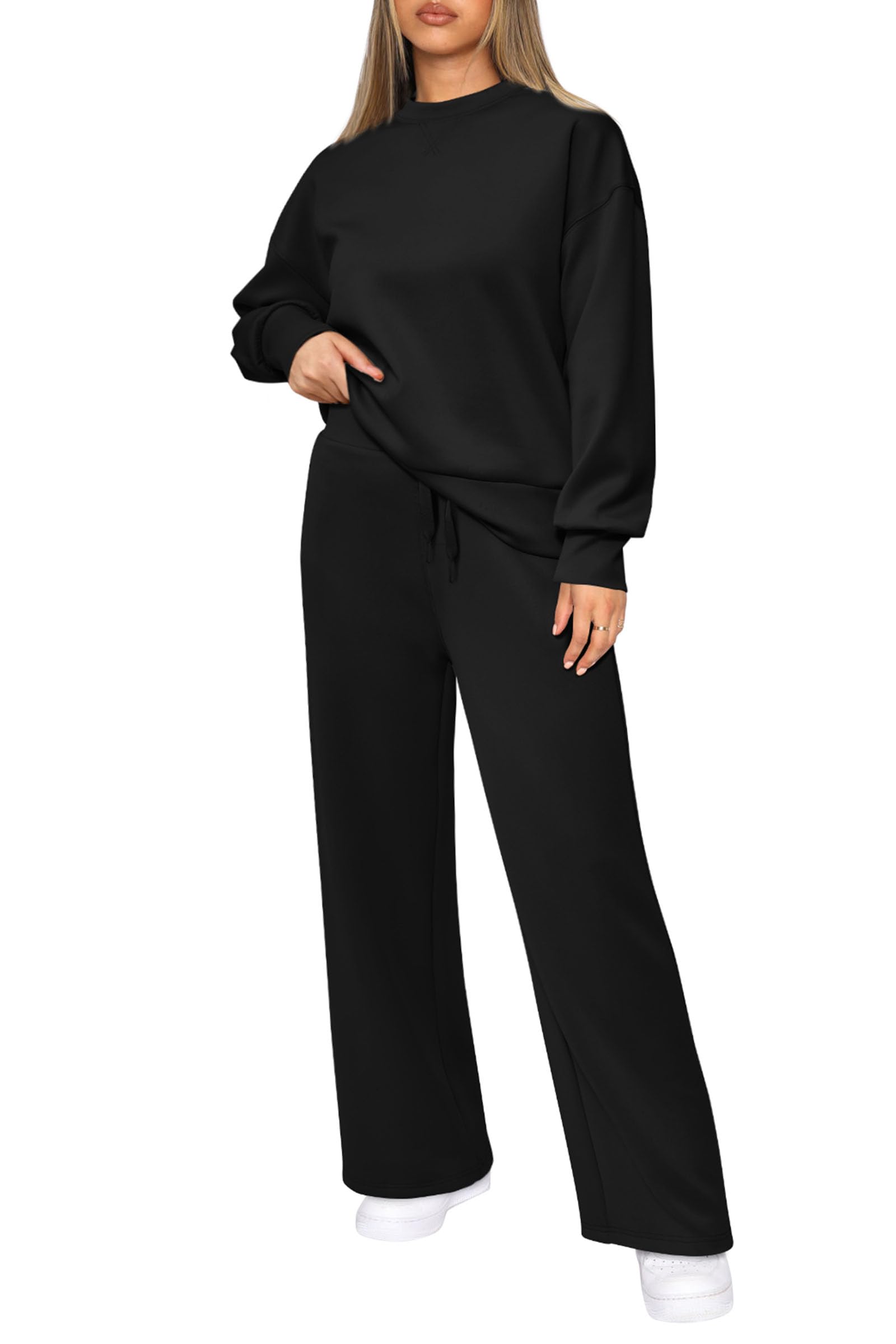 Women's 2 Piece Outfits Sweatsuits Lounge Sets,Black,S