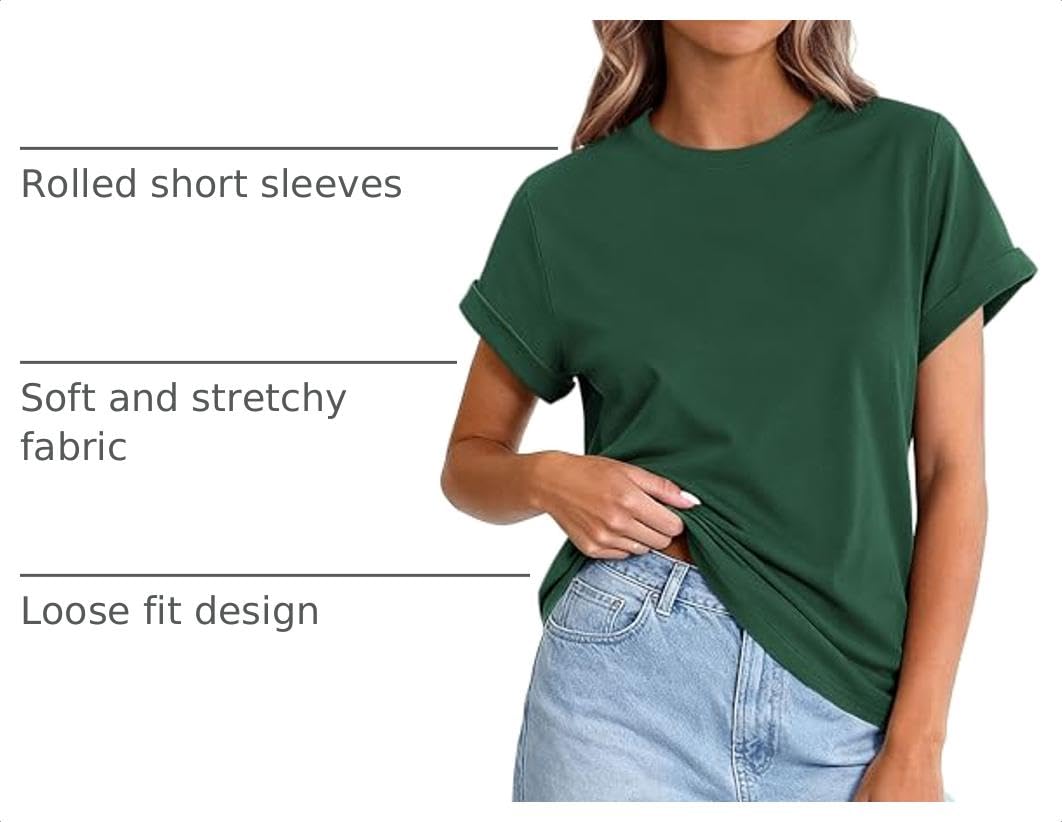 Womens Summer Tops Short Sleeve Shirts,Dark Green,S