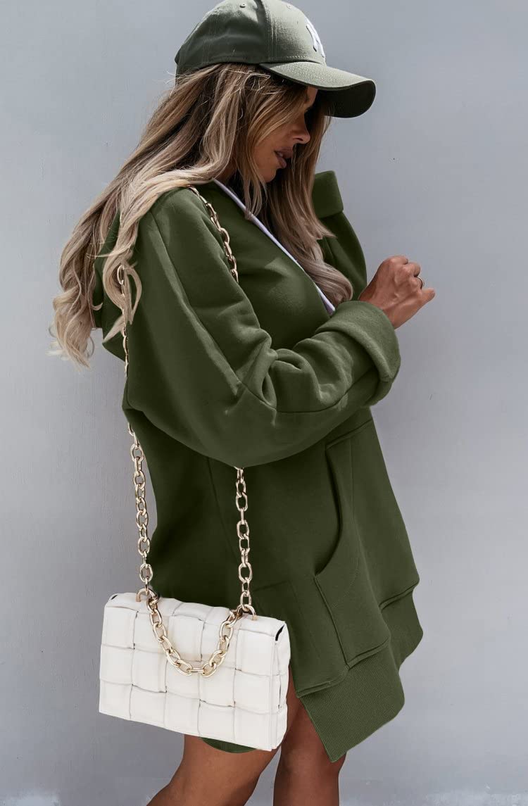 Sweatshirt for Women Fall Oversized Hoodie Dress,Army Green,S